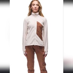 Indyeva Fleece Comodo Technical Full Zip Cream+Brown Sweater Sz Large Gorpcore